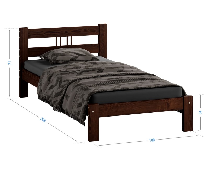 Postel z masivu 90x200 Virginia ořech s roštem