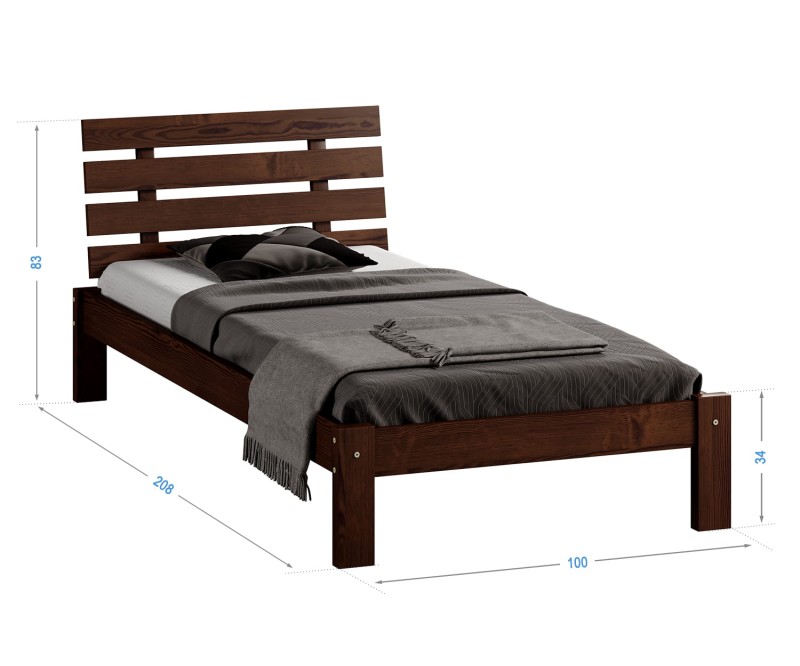 Postel z masivu 90x200 Karla ořech s roštem