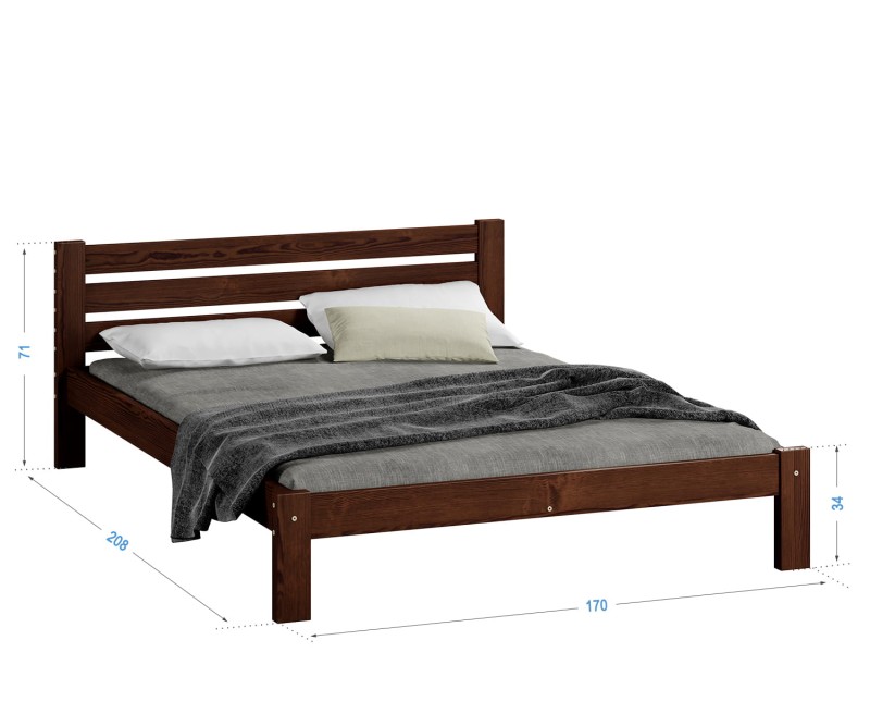 Postel z masivu 160x200 Ajza ořech s roštem