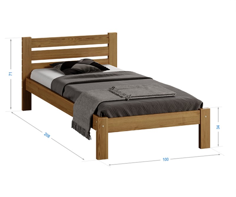Postel z masivu 90x200 Ajza dub s roštem