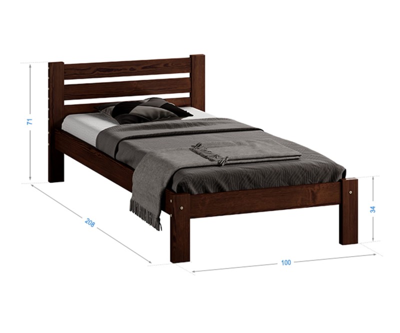 Postel z masivu 90x200 Ajza ořech s roštem