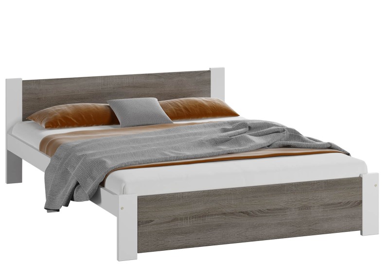 Postel 140x200 DMD3 bílá+lanýžový dub s roštem