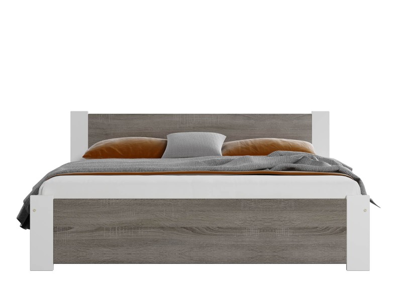 Postel 140x200 DMD3 bílá+lanýžový dub s roštem