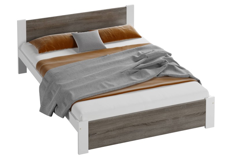 Postel 140x200 DMD3 bílá+lanýžový dub s roštem