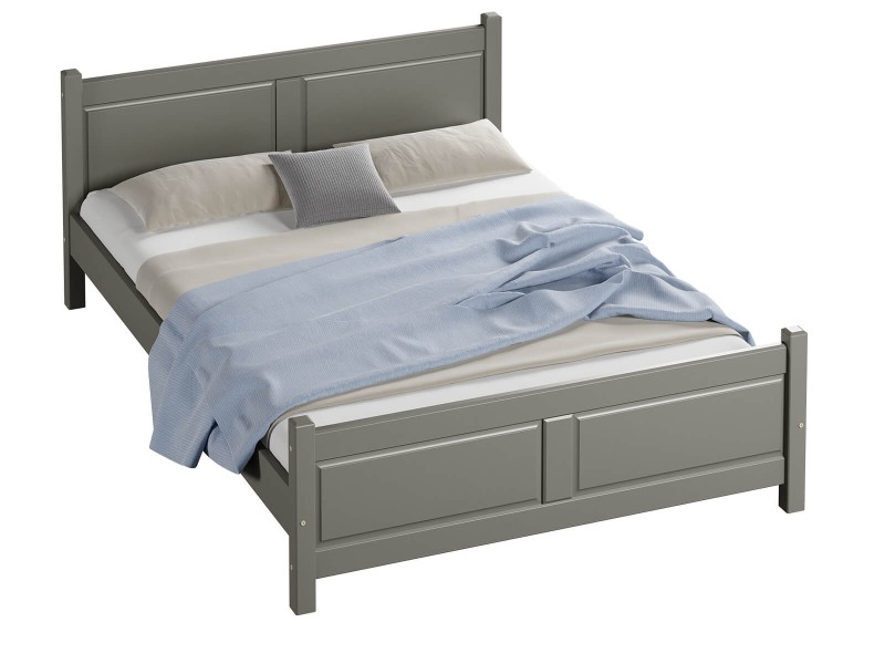 Postel z masivu 120x200 Lena Šedá s roštem