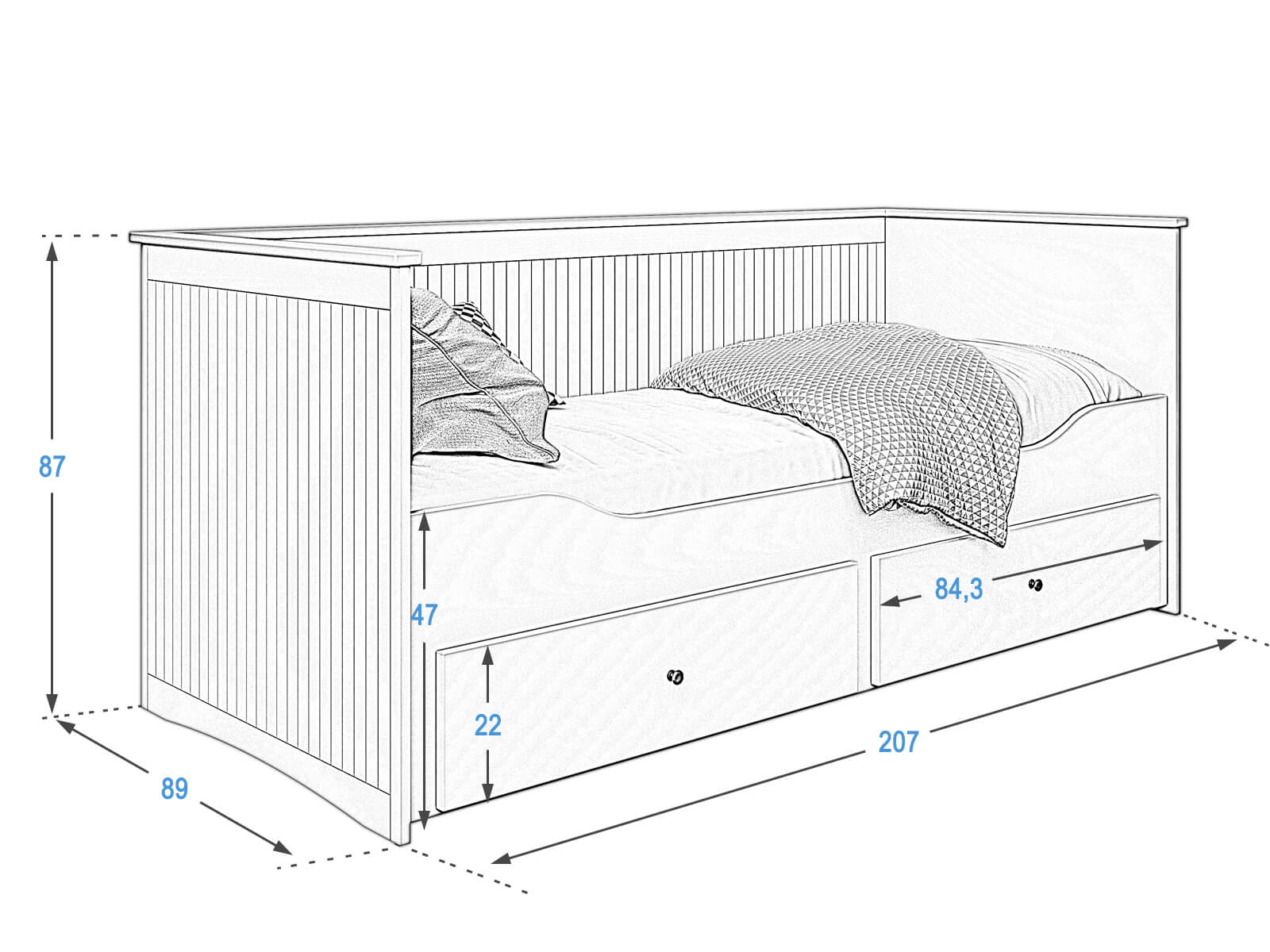 Rozkládací postel s pohovkou 80x200 Helmes