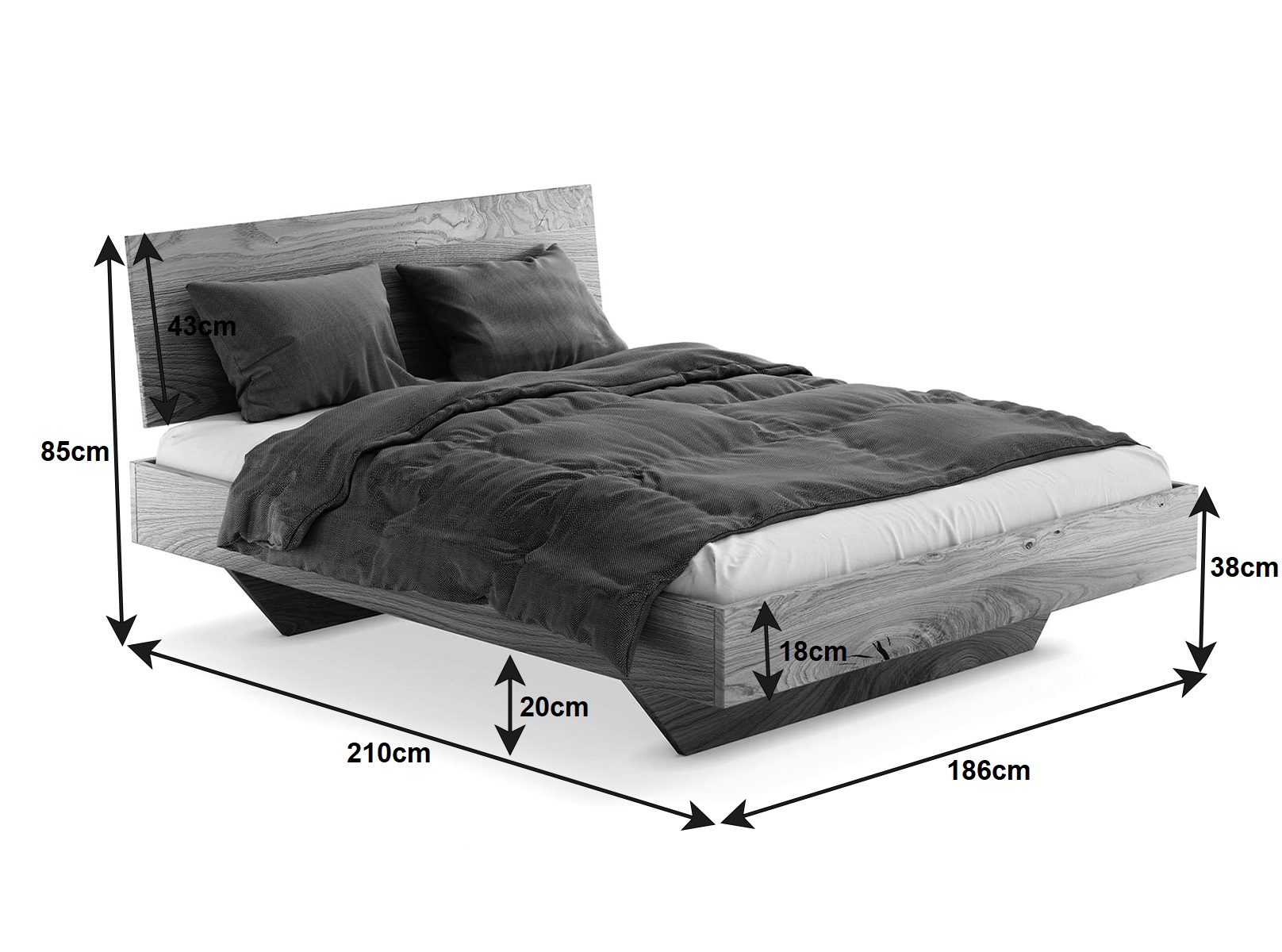 Dubová postel Piacenza 180x200