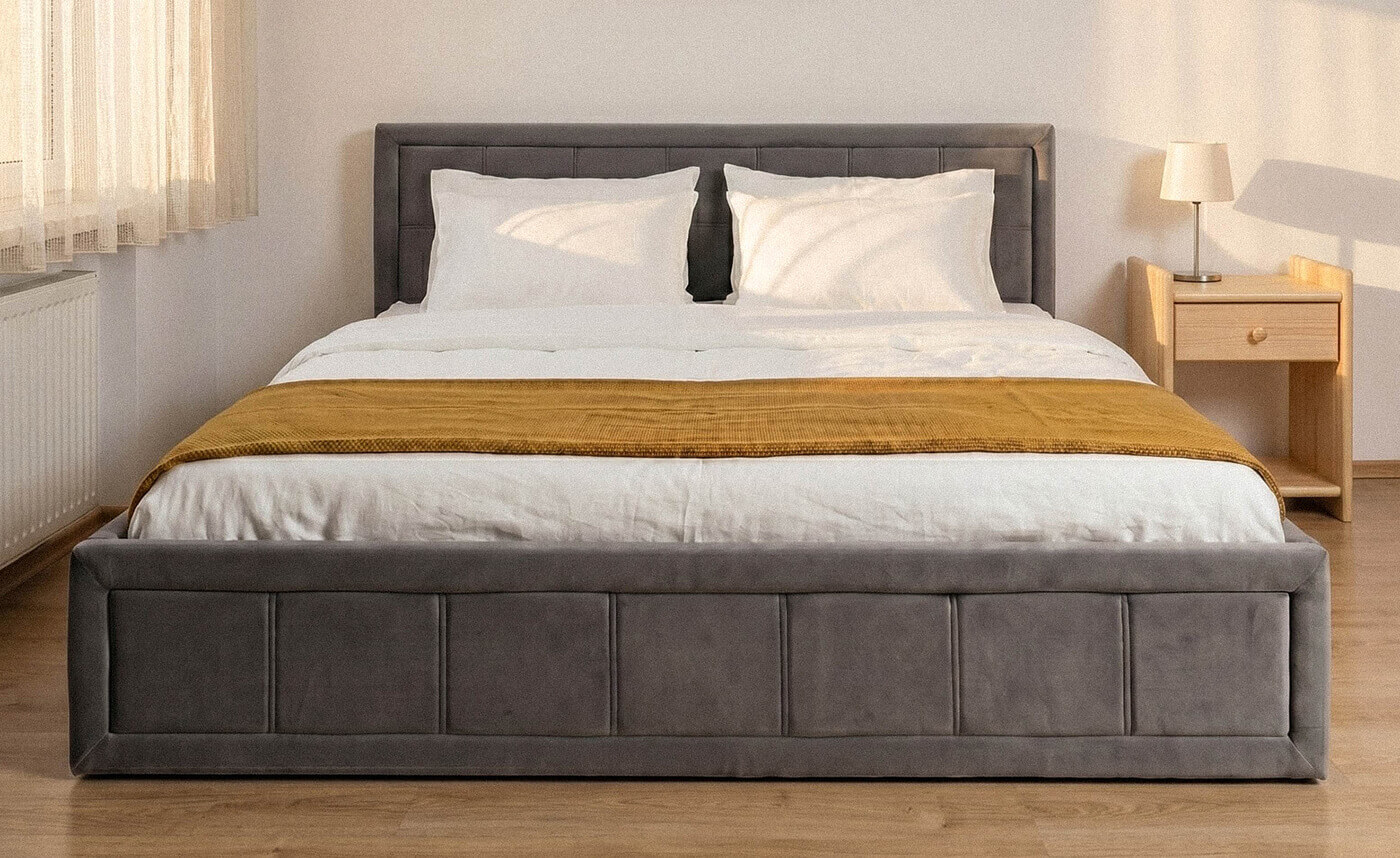 Čalouněná postel Rema v ložnici