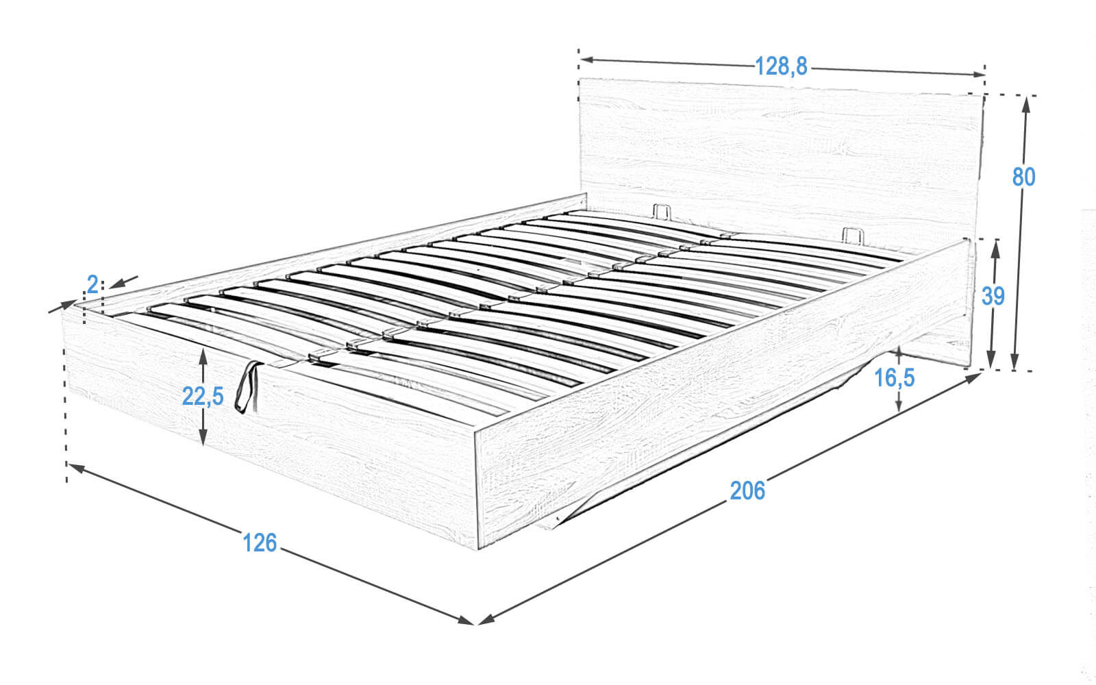 Levitující postel DM2 120x200 s vyklápěcím roštem