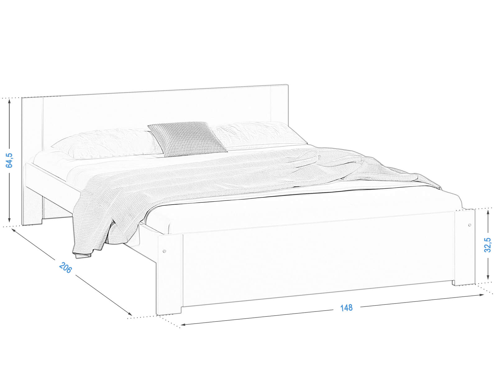 Bílá postel DMD9 140x200 cm Ami Nábytek