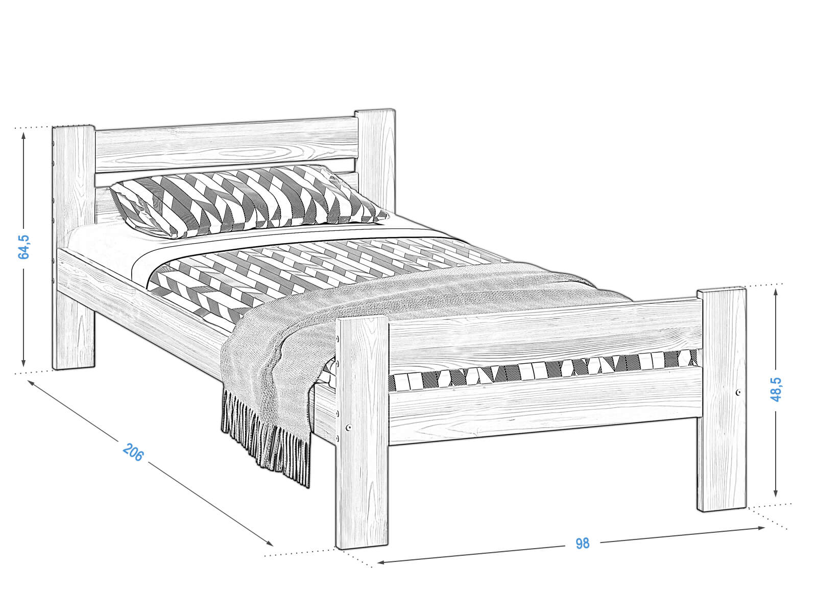 Dub postel Kenta 90x200 Ami Nabytek