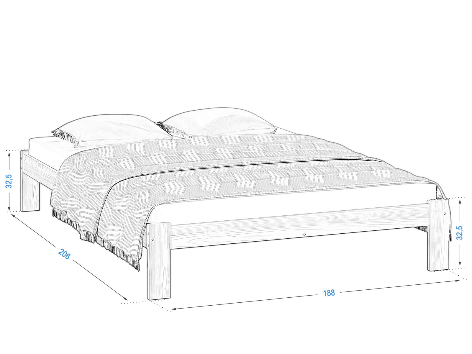 Není lakovaná postel Anzu 180x200 Ami Nabytek